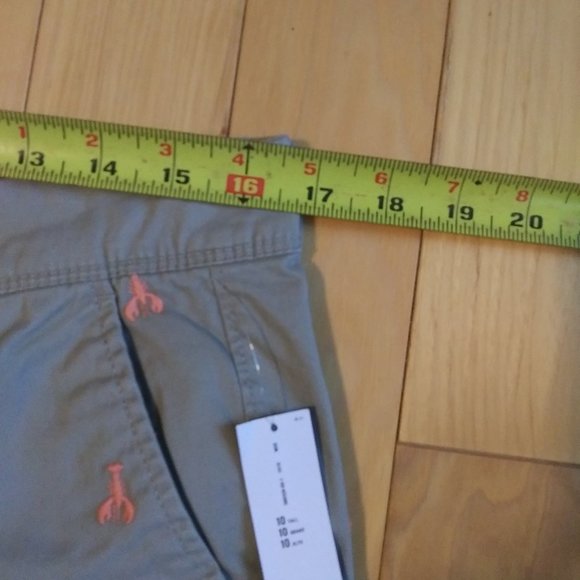new Old Navy khaki Grayish pants with pink lobsters embroidered size 10 tall - Picture 13 of 15